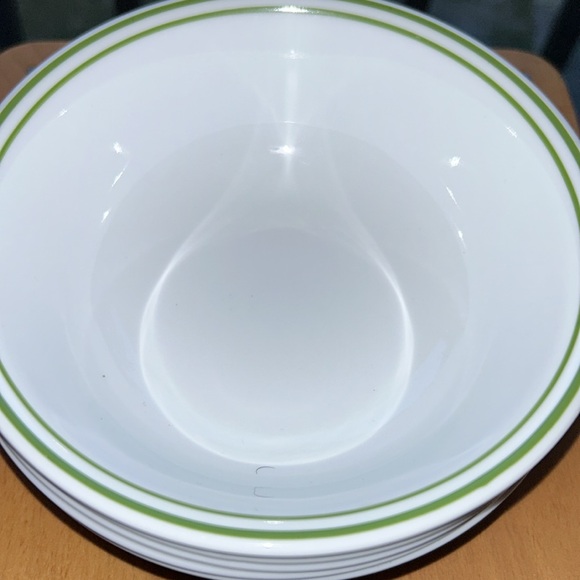 5 Corelle 6 1/4” soup/cereal bowls green double band - Picture 3 of 6